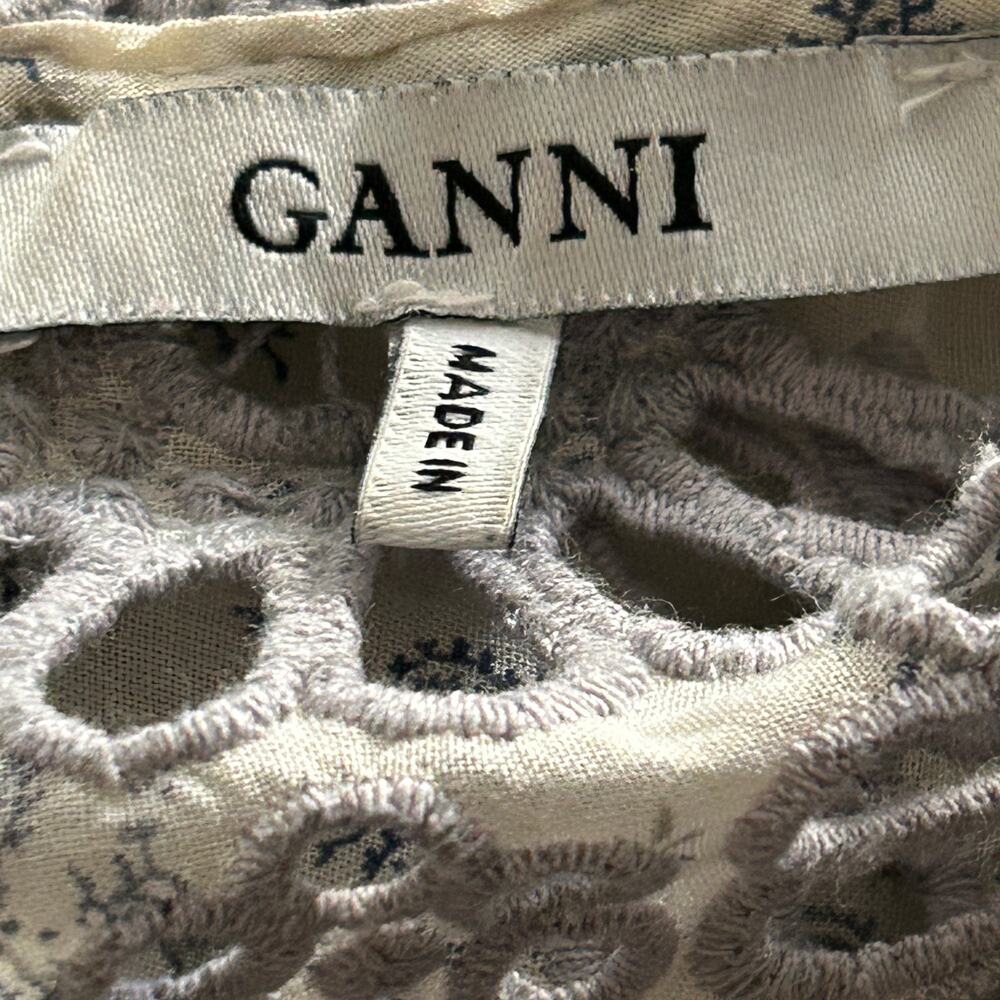Ganni Dress “Emile” Broderie Anglaise Bell Sleeve in vanilla/blue Size 38 = US 6 - Picture 7 of 7